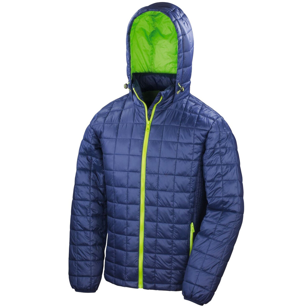 (Blue, M) Mens Winter Warm Jacket Hooded Urban Quilted Coat