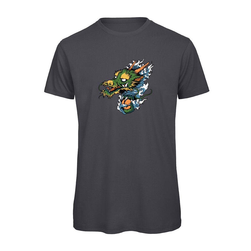 (Dark Grey, S) Mythical Dragon, Decorative Graphic 100% Organic Very High Quality T-shirt, Gift Boxed  Perfect Christmas, Birthday Gift-image-OPC-P8SJQCF-NEW