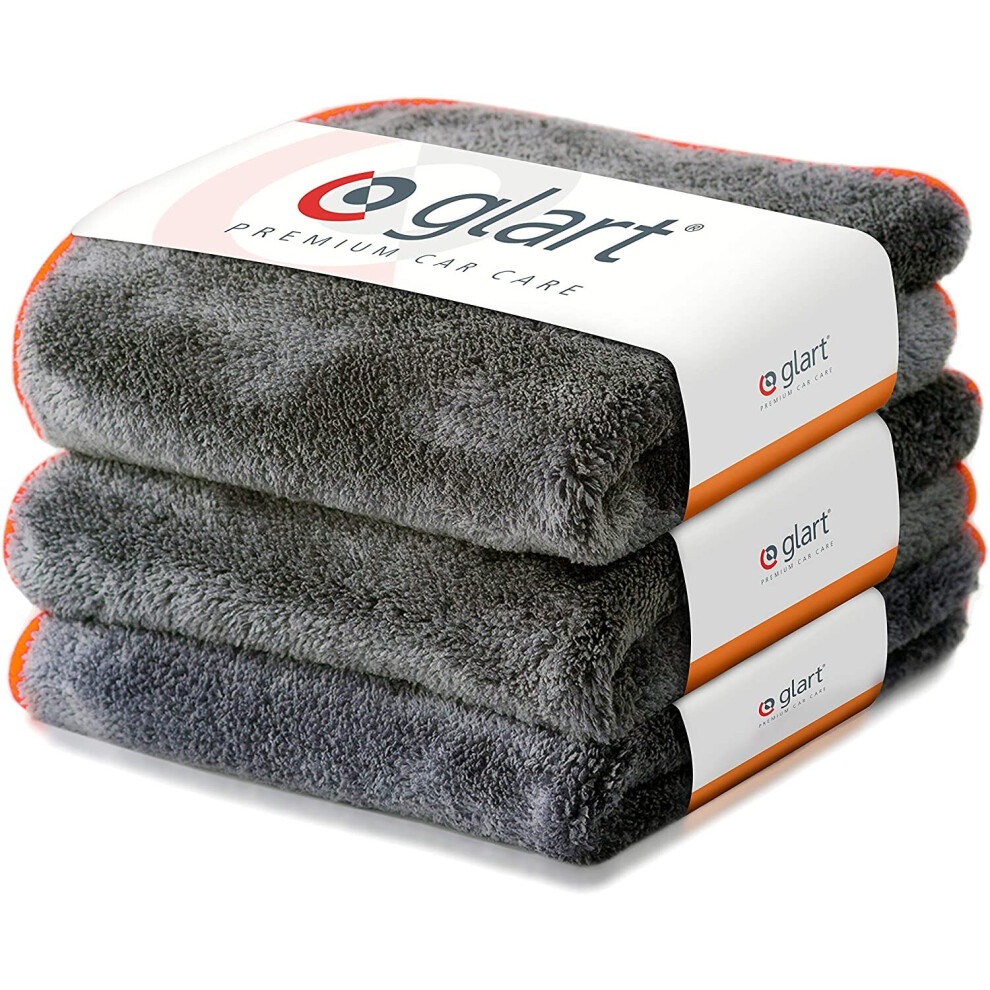 Glart 443Tpo 3 Super Absorbent Microfibre Thick Plush Cloths 40 X 40 Cm, For Car Drying, Detailing, Polishing, Cleaning, Wash, Anthracite 4260187184023