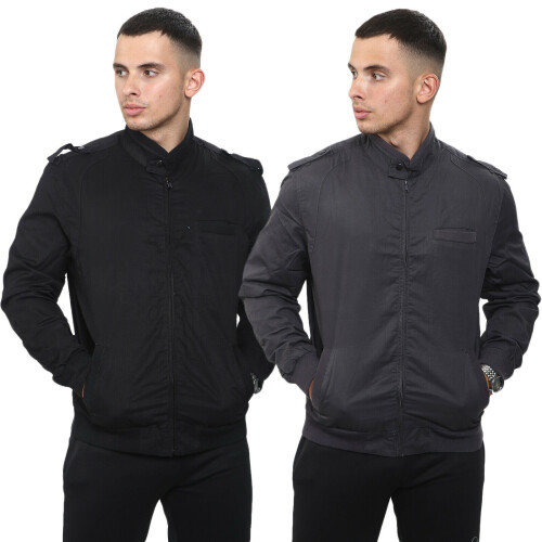 True Face (Black, M) Mens Lightweight Jacket Full Zip Multi Pocket Coat