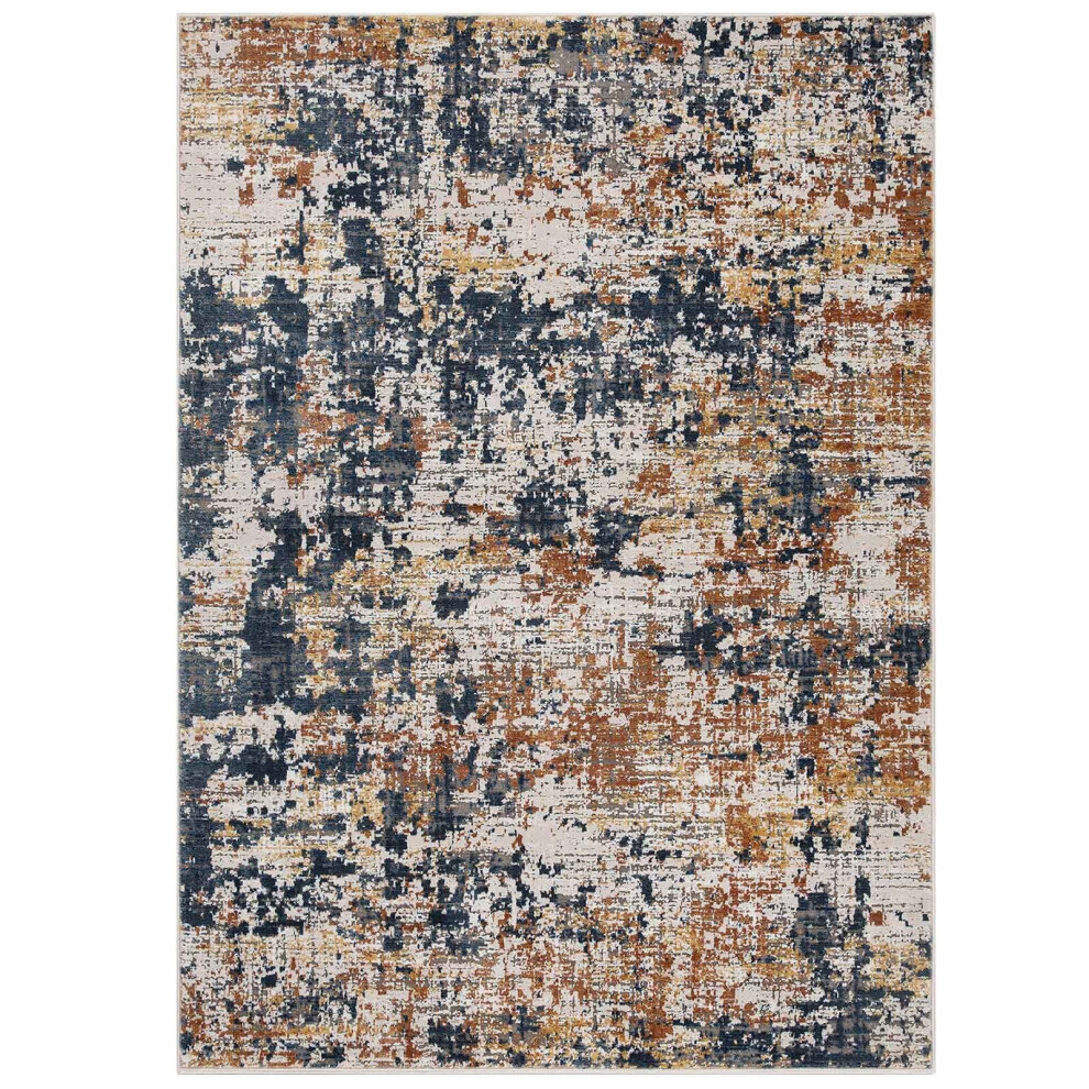 (Multi Blue Distressed, 160 x 230 cm) Scratch Distressed Faded Modern Area Rugs Multi Coloured  Small Extra Large Bedroom Living Room Rug Carpet Mat