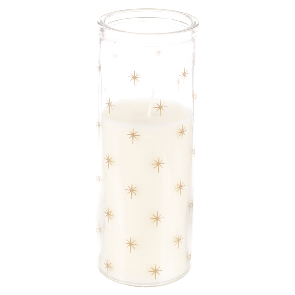 (Star, Small) Cream Candle Patterned Glass Jar Christmas Wedding