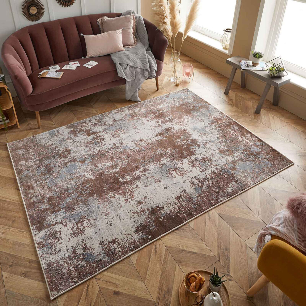 (Pink/Grey/Cream, 200 x 285 cm) Scratch Distressed Faded Modern Area Rugs Multi Coloured  Small Extra Large Bedroom Living Room Rug Carpet Mat