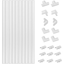 D-Line White Mini Trunking Kit, 4-Meter Self-Adhesive Wire Hider, Cable Management to Hide Wires on Wall, Cable Tidy Solution - 10x 40cm Lengths