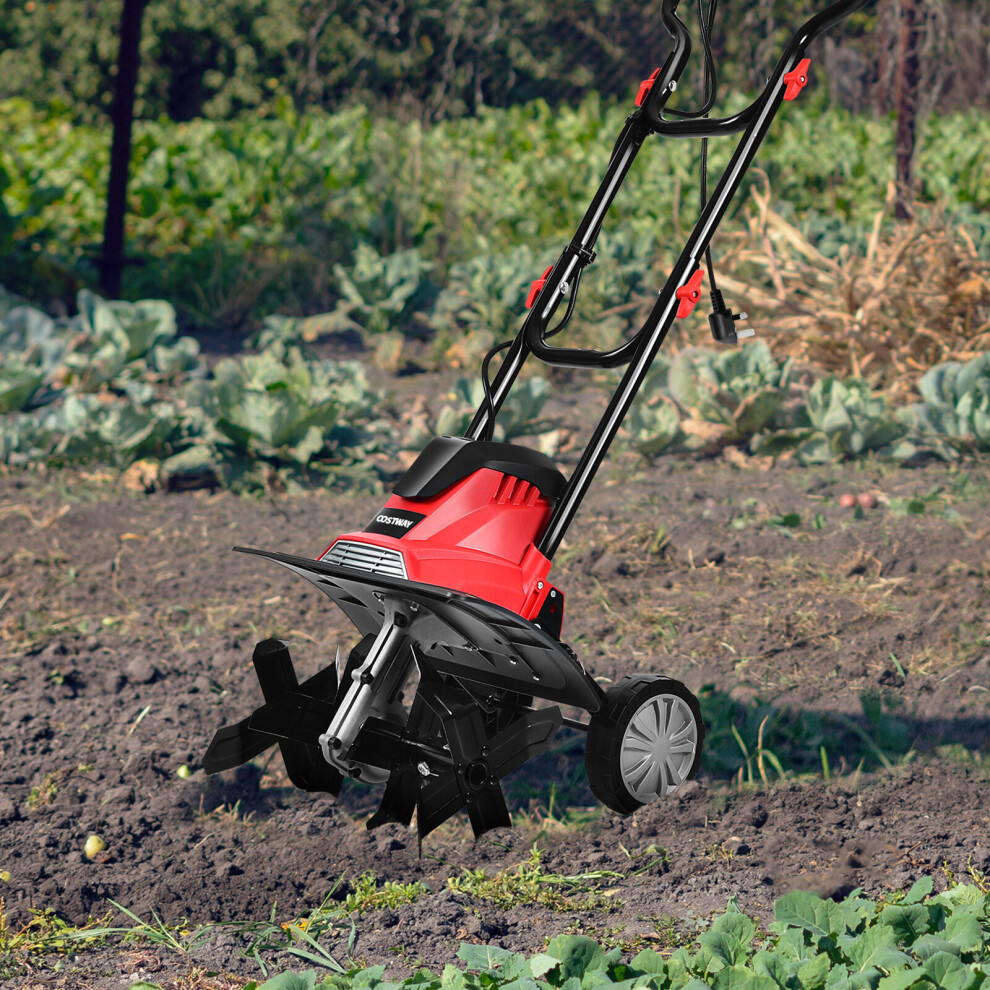 1200W Electric Tiller Garden Soil Cultivator Rotavator W/ Sharp Blades Foldable