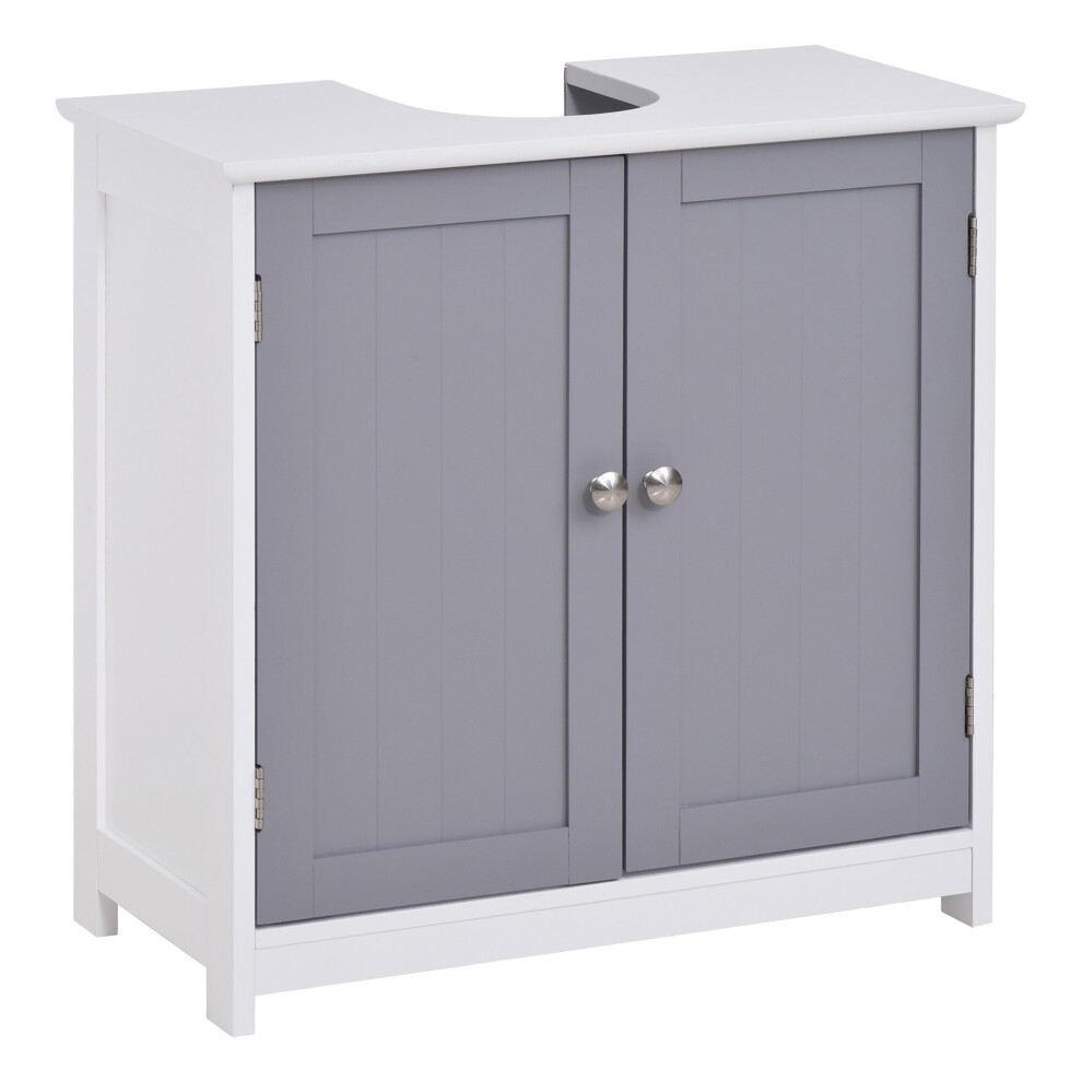 Kleankin 60x60cm Under-Sink Storage Cabinet w/ Adjustable Shelf Grey