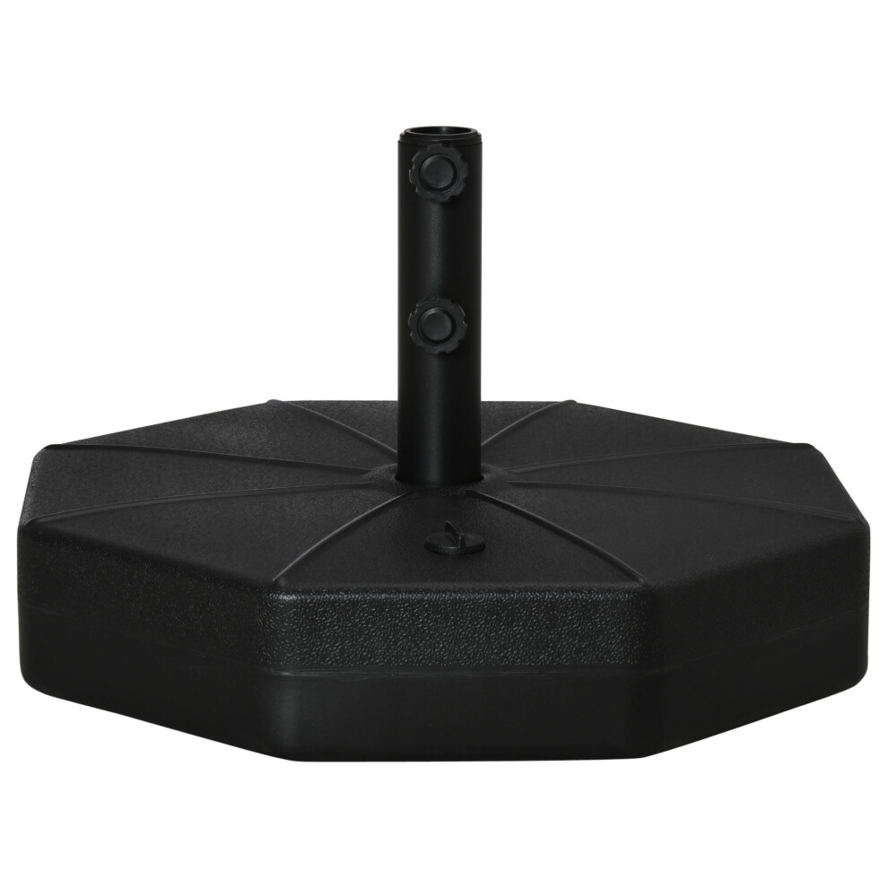 Outsunny Garden Parasol Base Stand Up to 28kg Water or 40kg Sand Filled, Black