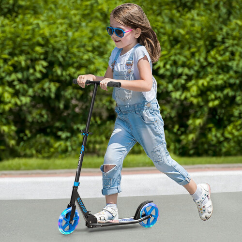 Gymax Folding Kick Scooter 2 Flash Wheels Scooter W/ Adjustable Handlebar Kids Adults
