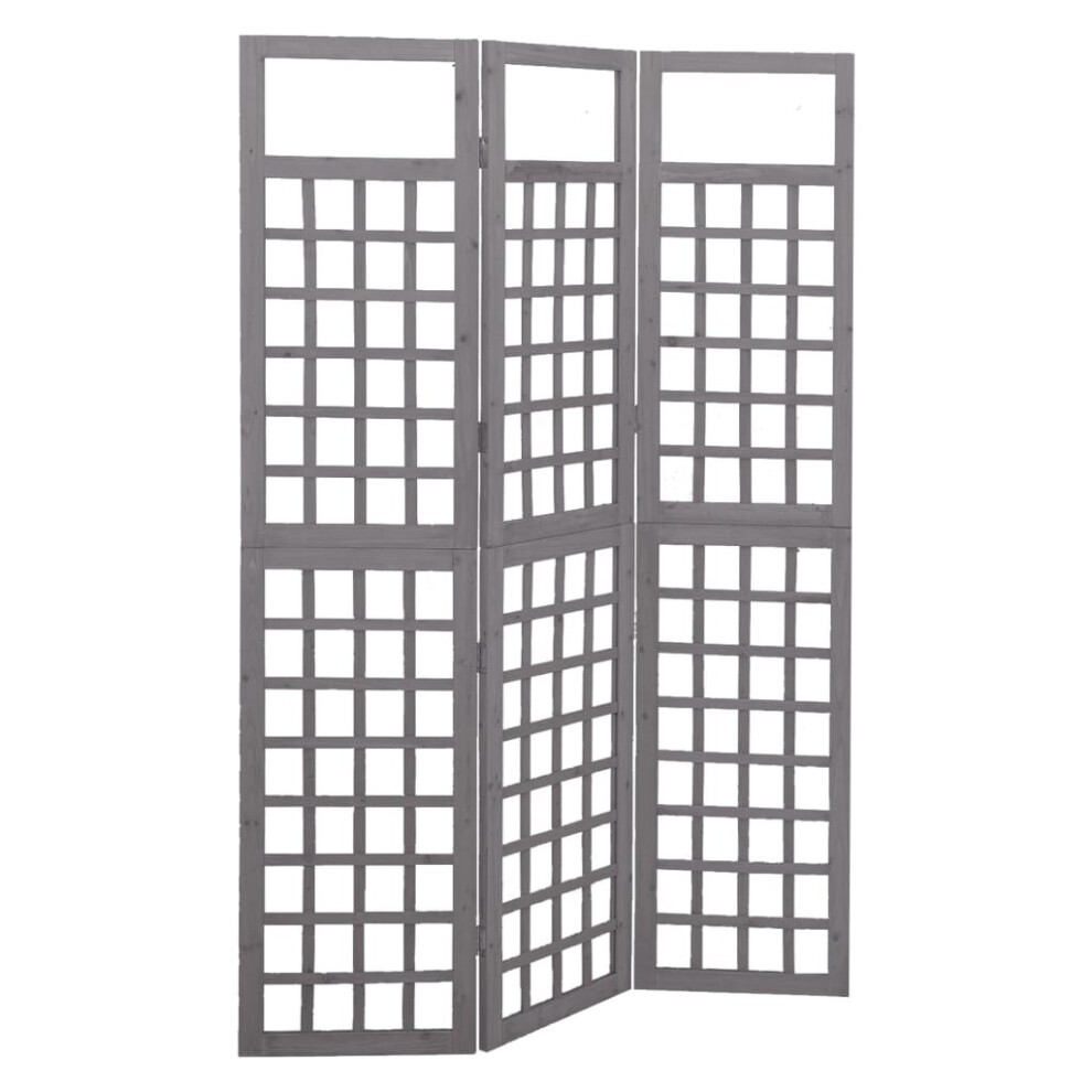 Vidaxl Solid Fir Wood 3-Panel Room Divider/Trellis Patio Privacy Screen Grey