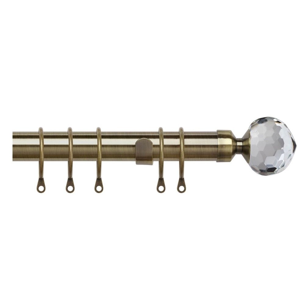 Pristine Crystal Extendable Complete Curtain Pole Set 25-28mm 120-210cm - Antique Brass-image-OPC-P8SK9VR-NEW
