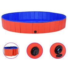 vidaXL Foldable Dog Swimming Pool Red 200x30 cm PVC Pet Wash Playpen Bathtub