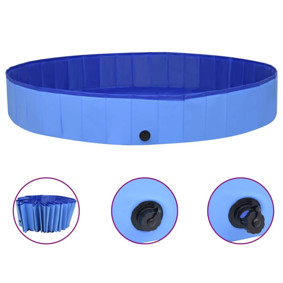 Vidaxl Foldable Dog Swimming Pool Pvc Puppy Paddling Bathtub Indoor Home Blue