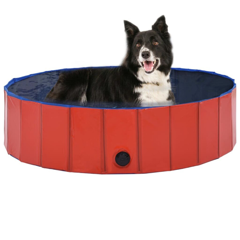 vidaXL Foldable Dog Swimming Pool Red 120x30cm PVC Anti-Slip Pet Water Centre