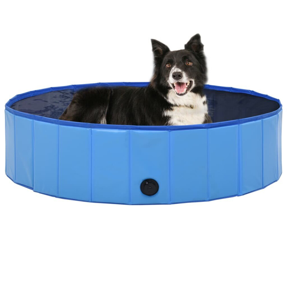 Vidaxl Foldable Dog Swimming Pool 120X30cm Pvc Anti-Slip Pet Water Centre Blue