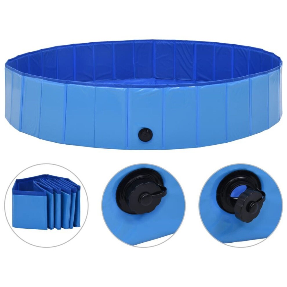 Vidaxl Foldable Dog Swimming Pool 160X30cm Pvc Anti-Slip Pet Water Centre Blue