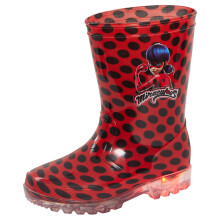 (UK 9 Child) Miraculous Ladybug Girls Light Up Wellington Boots Kids Flashing Snow Wellies