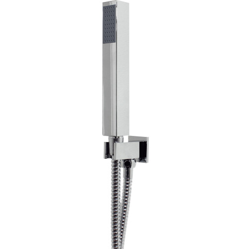 EcoSpa Brass Shower Wall Elbow Outlet SQUARE with Hose and Handset Chrome 1