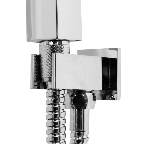 EcoSpa Brass Shower Wall Elbow Outlet SQUARE with Hose and Handset Chrome 2