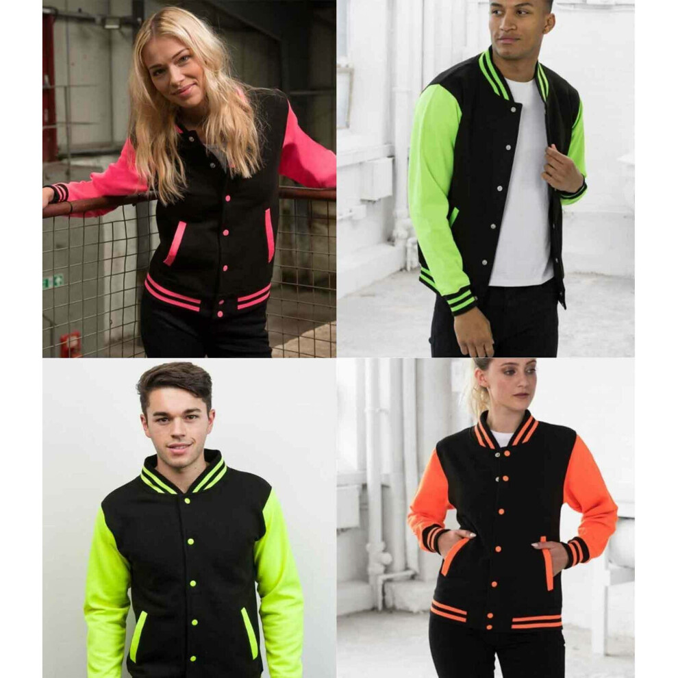 True Face (Black/Yellow, S) Unisex American Varsity Baseball Teddy Jackets