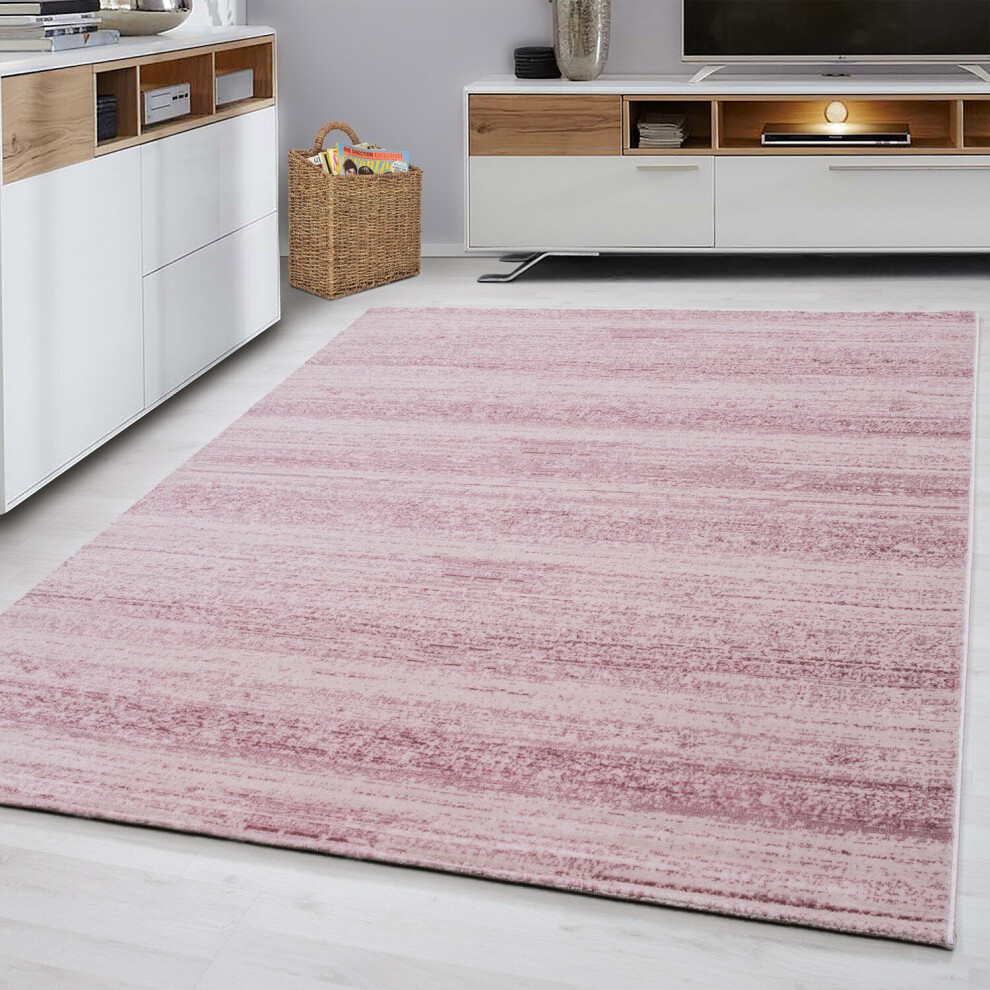 (Pink, 200 x 290 cm (6'7''x9'6'')) Modern Plus 8000 Plain Beige Pink Grey Rug Hallway-image-OPC-P8SKS8F-NEW