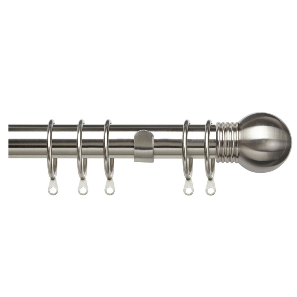 Pristine Ball Extendable Complete Curtain Pole Set 25-28mm 120-210cm - Satin Silver-image-OPC-P8SK9RY-NEW