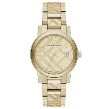 Burberry BU9038 Swiss Gold Ion-Plated Stainless Steel Ladies Watch - 38mm, Quartz, Push-Button Deployment Clasp