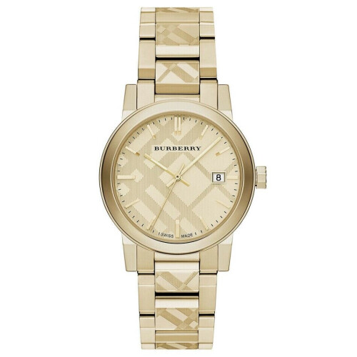 Burberry BU9038 Swiss Gold Ion-Plated Stainless Steel Ladies Watch - 38mm, Quartz, Push-Button Deployment Clasp