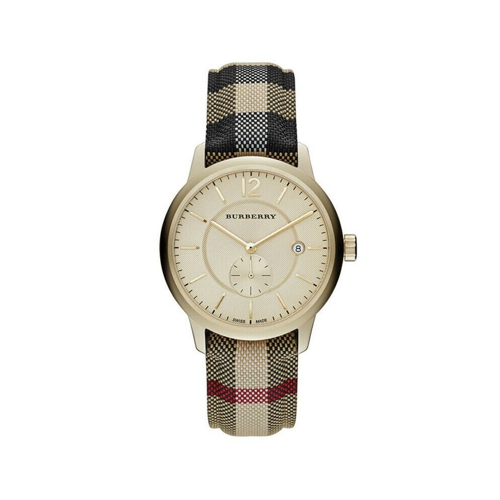 Burberry BU10001 Check Fabric-Coated Leather Unisex Watch