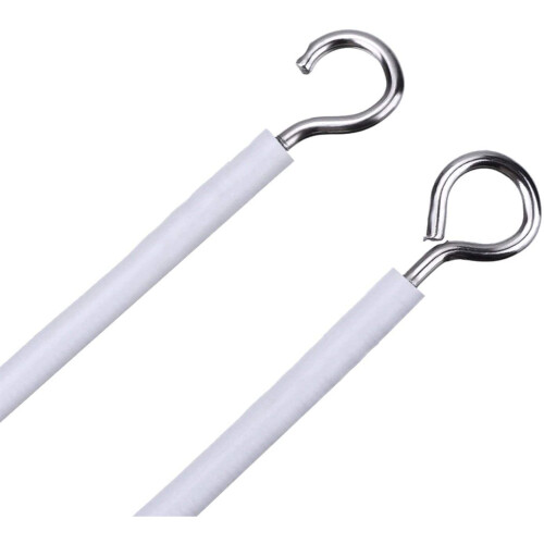 3M Net Curtain Wire White Window Voile Cord Cable With Hooks  & Eyes 1