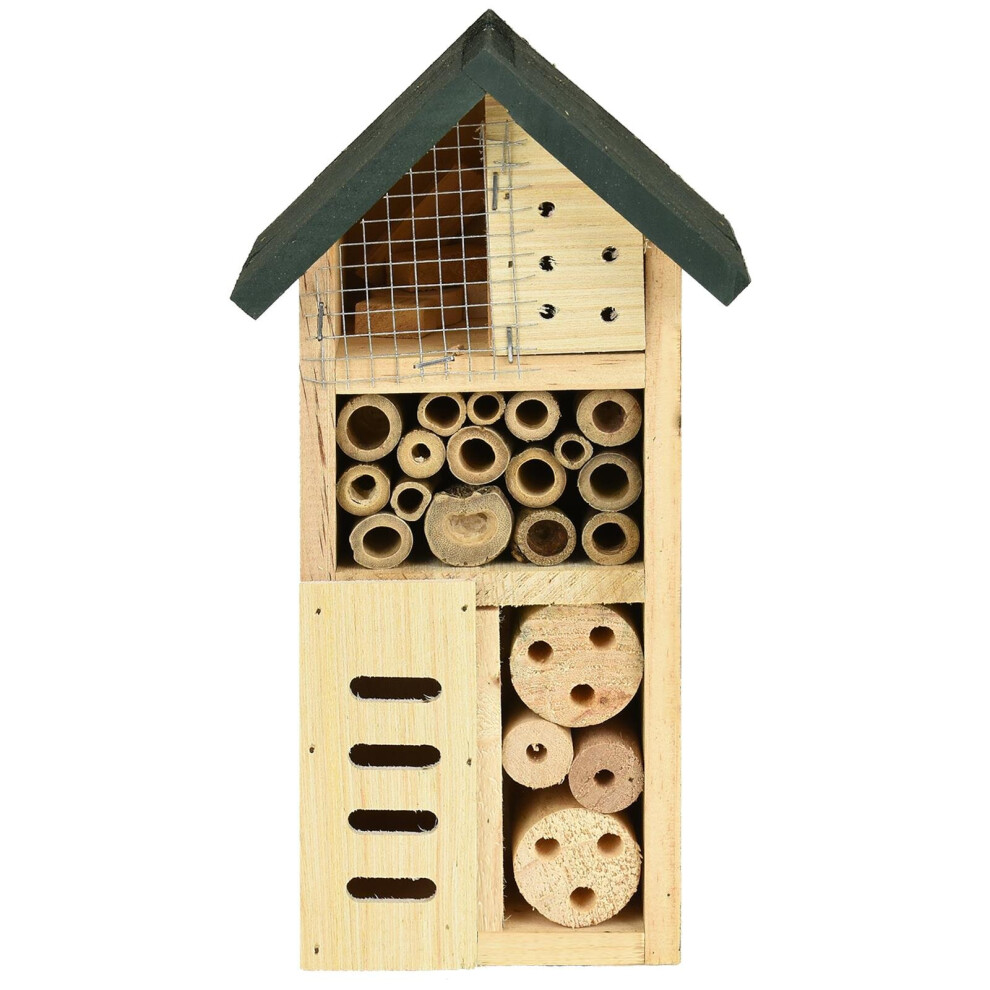 (Green Roof Insect Hotel) ASAB Wooden Insect Bee House Bug Hotel Nesting Box