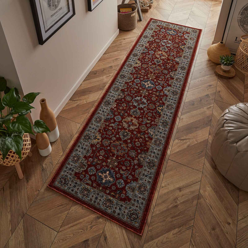 (Red, Runner : 68 x 235cm) Luxury Traditional Rugs Vintage Oriental Small Extra Large Hall Runner Rug Any Room Soft Carpet Mat