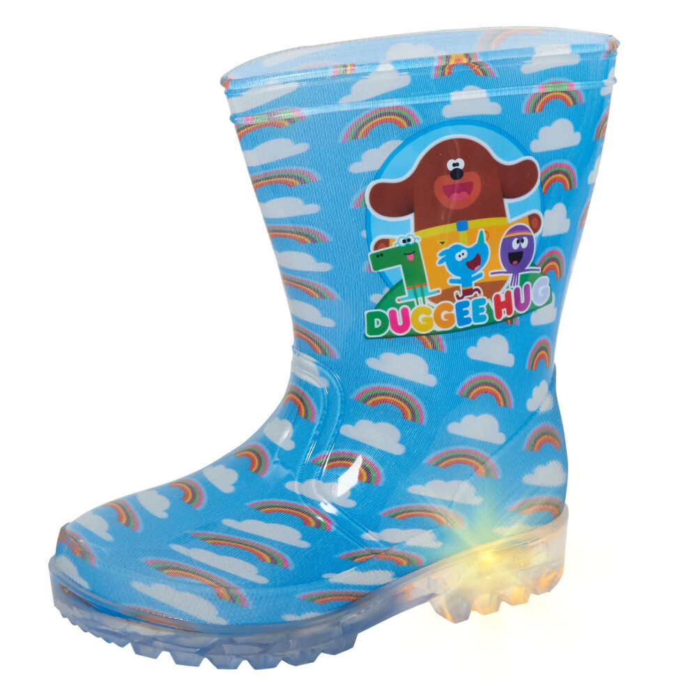 (UK 11 Child) Hey Duggee Light Up Wellington Boots Kids Rainbow Snow Rain Shoes Wellies Wellys