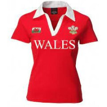 (Red Wales, 16/18) New Women's Welsh Wales Cymru V Collar Short Sleeve Rugby T Shirt Tops