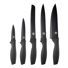 MasterChef Kitchen Knife Set of 5 Including Paring, Utility, Bread, Chef and Carving Knives, Sharp Stainless Steel, Non Stick Blades & Soft Touch Grip