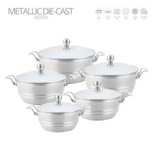 (Quartz) SQ Professional Metallic 5pc Die-Cast Non-Stick Stockpot Set