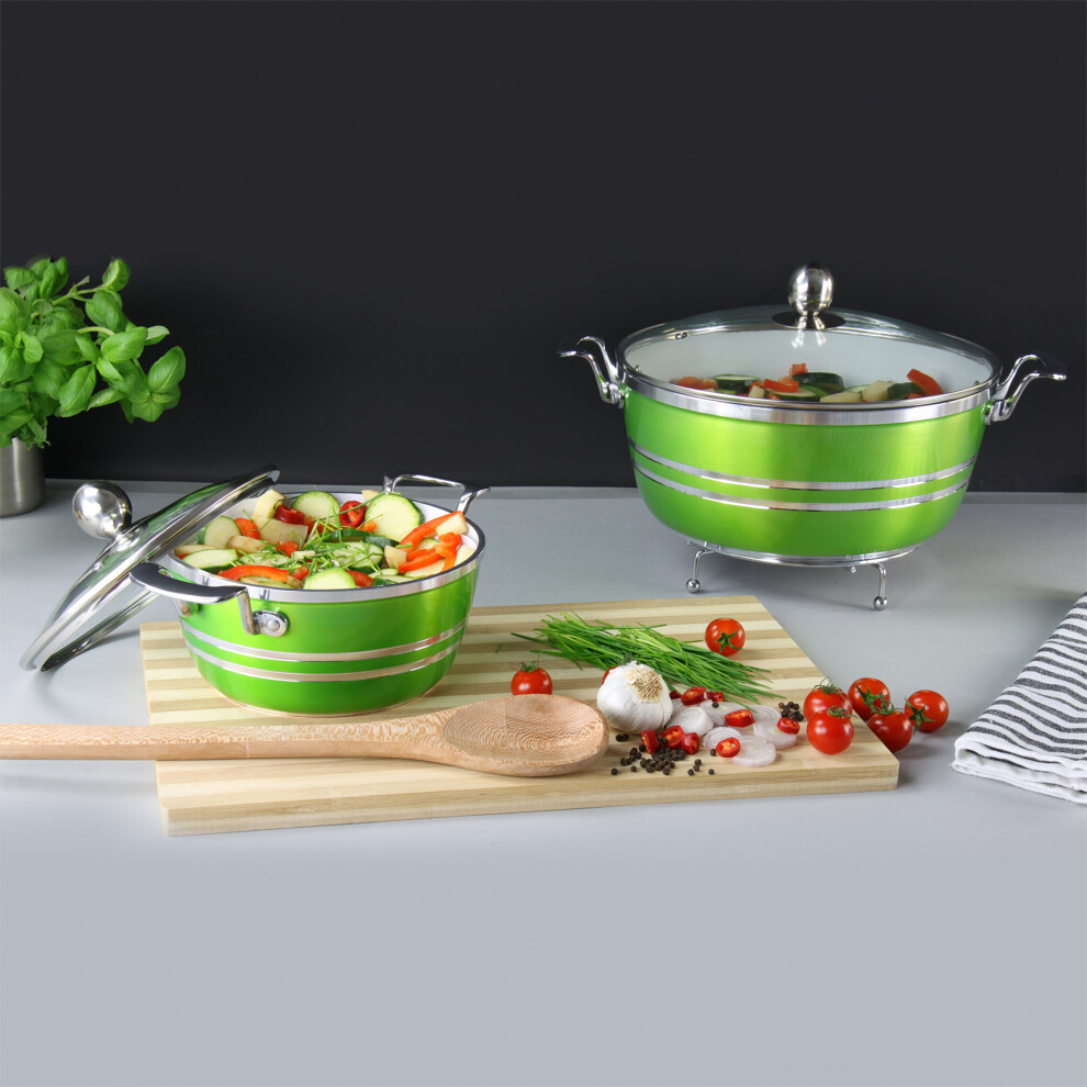 (Emerald ) SQ Professional Metallic 5pc Die-Cast Non-Stick Stockpot Set