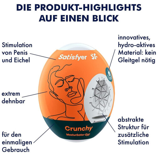 Satisfyer Masturbator Egg | Crunchy | Stretchy Hydro Active Masturbator Stroker 1