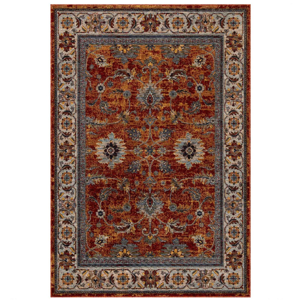 (Terracotta / Orange, 200x285 cm) Luxury Traditional Rugs Vintage Oriental Small Extra Large Hall Runner Rug Any Room Soft Carpet Mat