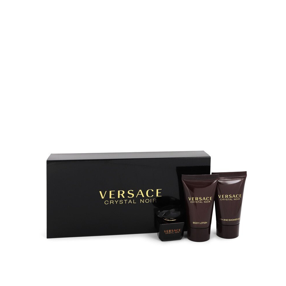 Crystal Noir by Versace Gift Set -- .17 oz Mini EDT + .8 oz Shower Gel + .8 oz Body Lotion