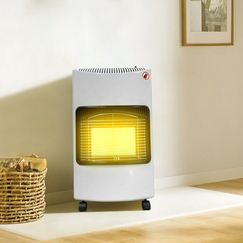 (White) 4.2kw Foldable Cabinet Gas Heater Portable Calor Mobile Ceramic Piezo Butane