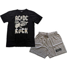 AC/DC Unisex Summer Pyjamas: FTATR Guitar (Medium) - AC/DC - Clothing