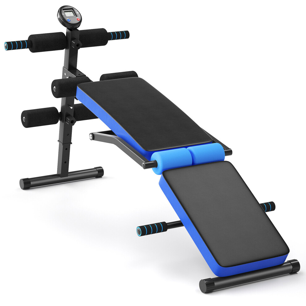 Adjustable Sit Up Bench Foldable Abdominal Training Workout Machine LCD Monitor