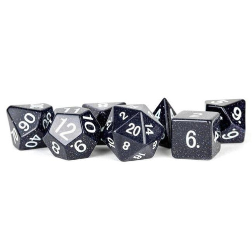 Jeu de dés métalliques LIc103 en grès bleu - Ensemble de 7