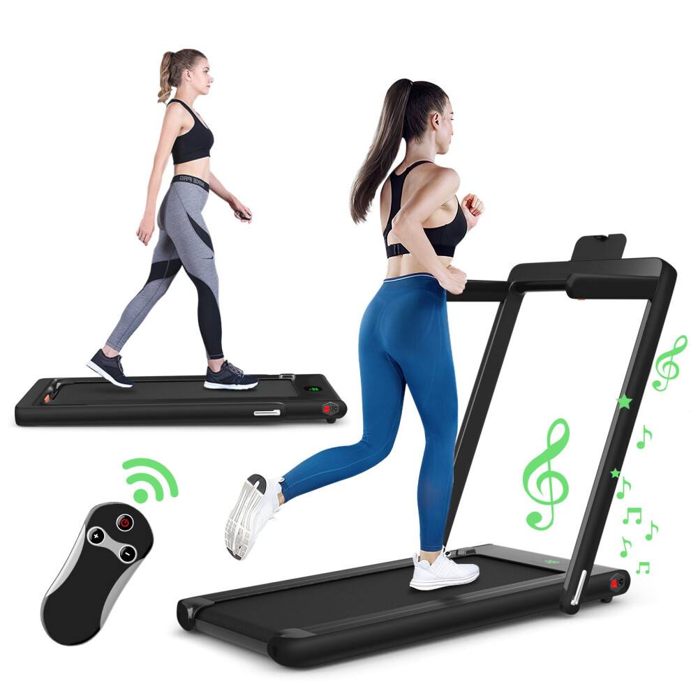 2 in 1 Folding Treadmill Electric Walking Running Machine Bluetooth LED Display