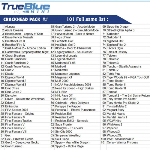 (CRACKHEAD PACK) True Blue Mini-PlayStation Classic PS1 Multi Best Games Included 1
