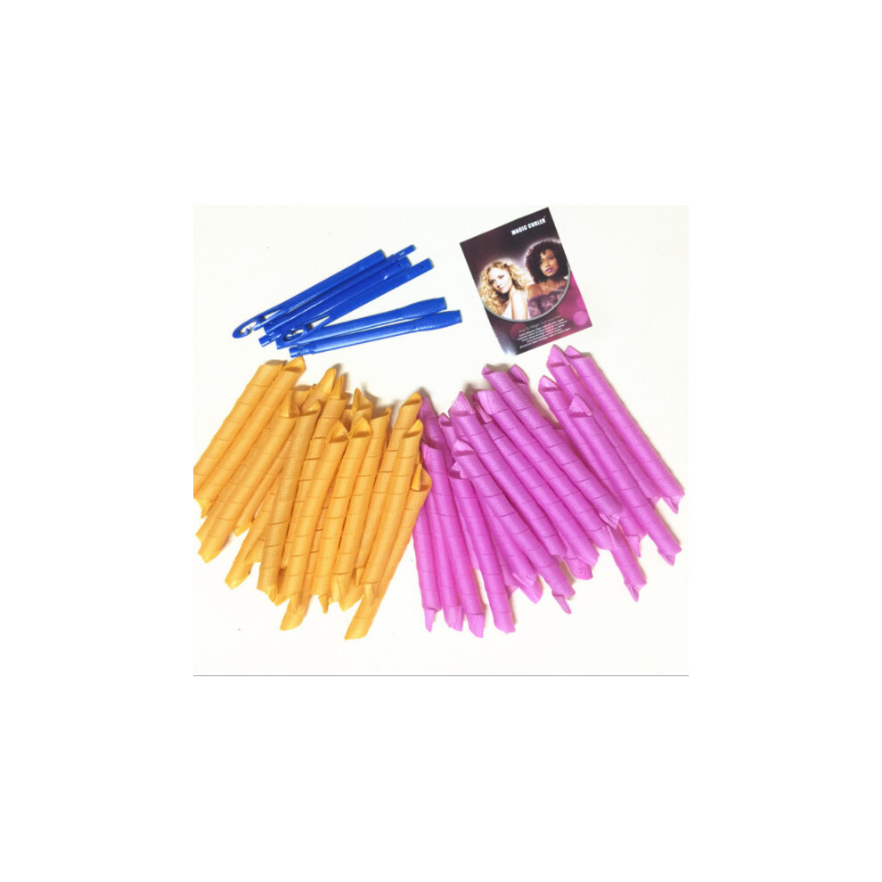 (A) 18Pcs Magic Hair Curlers Heatless No Heat Wave 55CM Spiral Curls Household DIY Set