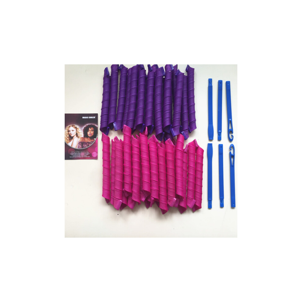 (B) 18Pcs Magic Hair Curlers Heatless No Heat Wave 55CM Spiral Curls Household DIY Set