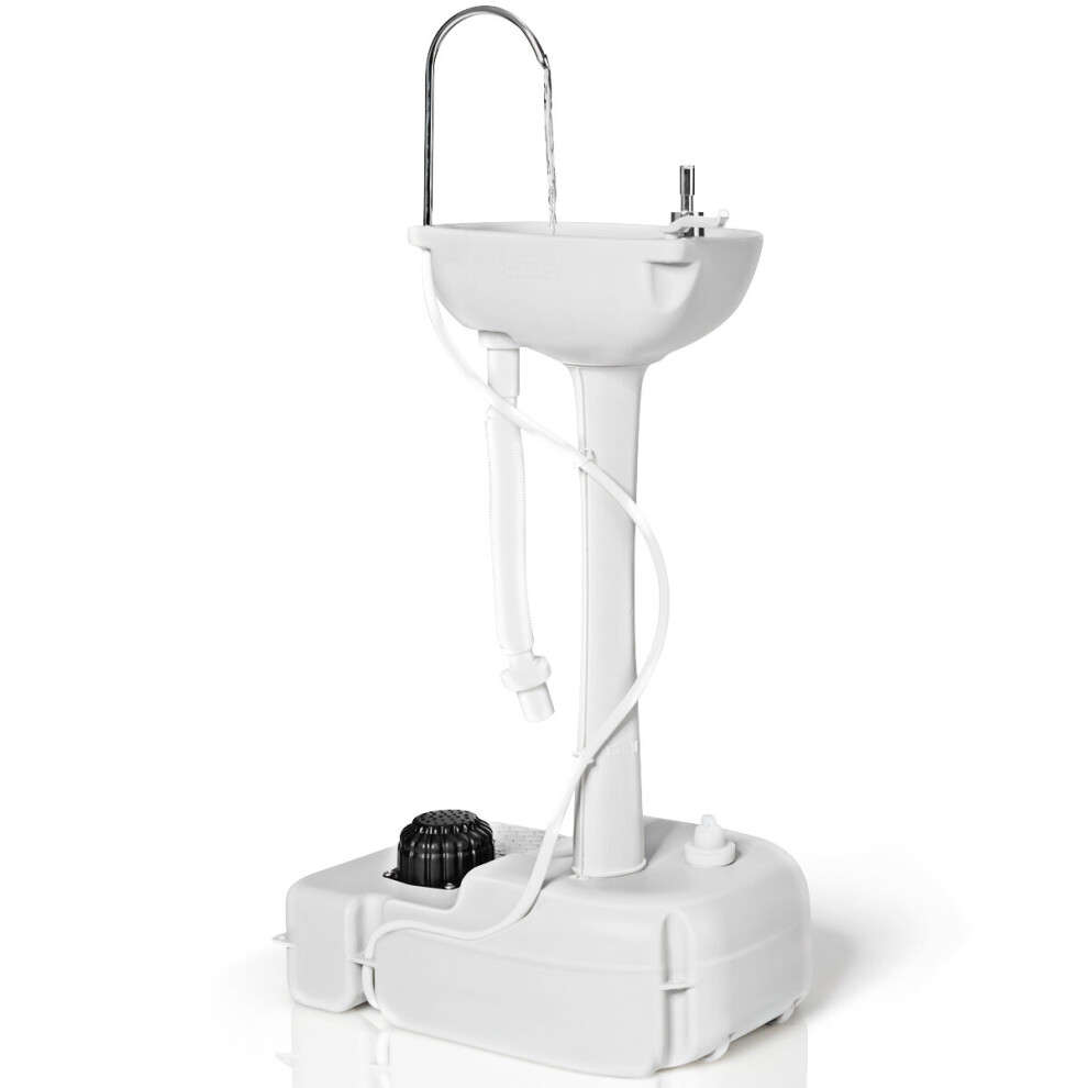 Portable Washing Station Mobile Camping Hand Wash Sink Stand w/Wheels