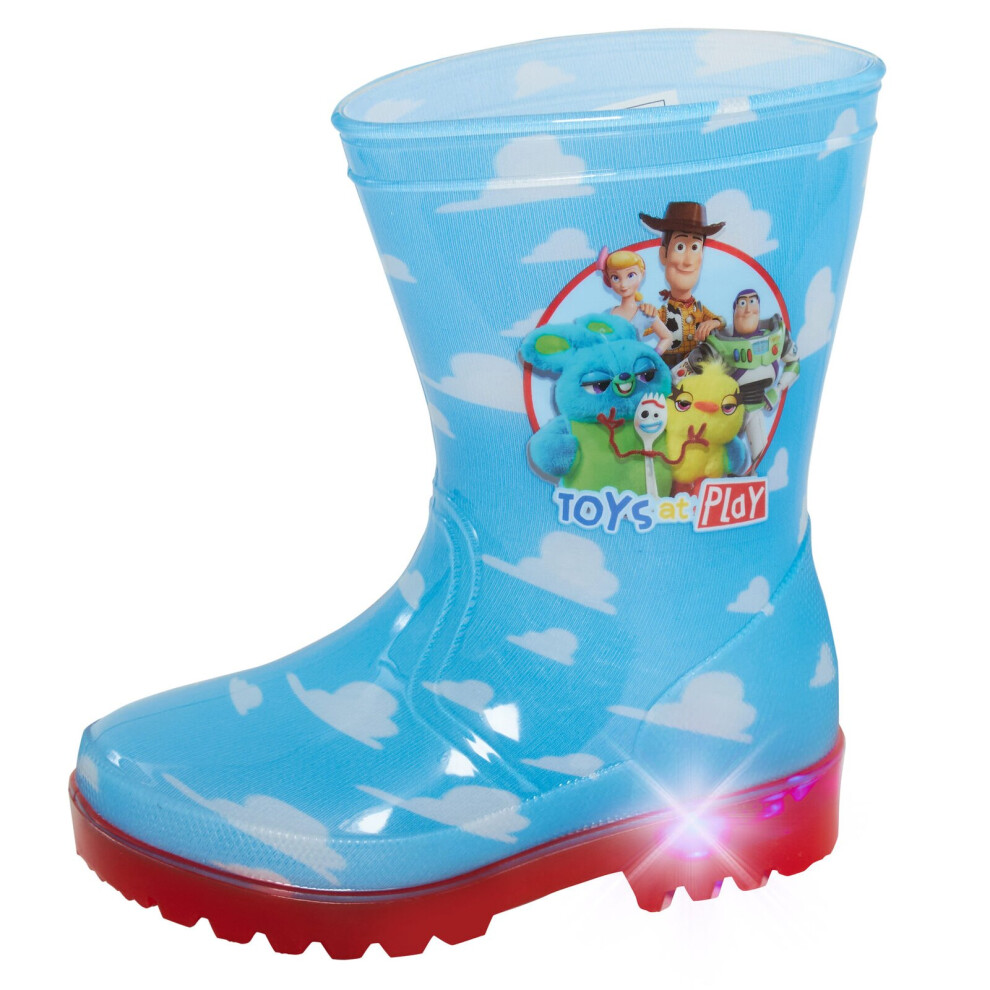 (UK 10 Child) Disney Toy Story Light Up Wellington Boots Kids Rain Snow Shoes Wellies Wellys