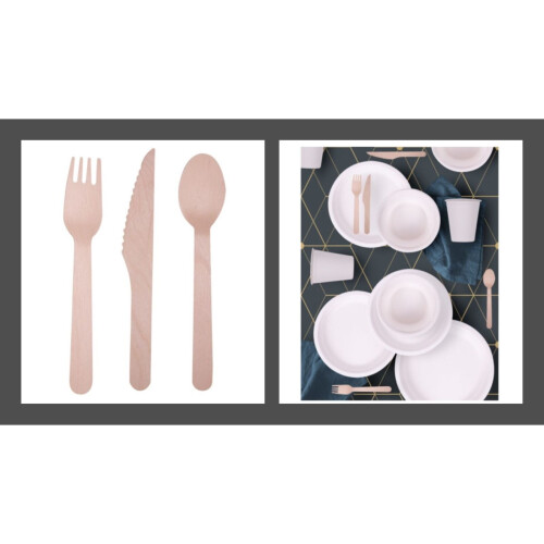Compostable Biodegradable wooden cutlery 15 Piece 2